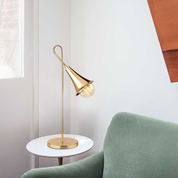 Opviq, moderna lampada da tavolo in ferro, color oro, 18 x 30 cm, altezza 57 cm, attacco E27, max. 40 W, IP20, cavo da 200 cm con interruttore | Design elegante per la casa e gli hotel