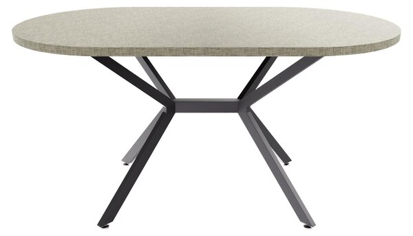 Marui Small - Tavolo da pranzo ovale 150x90 cm in Legno Testurizzato con Piede Centrale in metallo Ashi