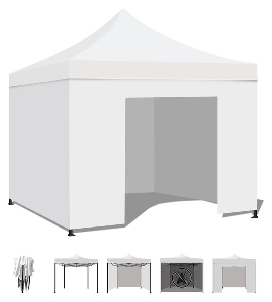 Taman Tenda / Gazebo Per Giardino 3X3 Impermeabile Tendone Pieghevole Per Fiere E Mercati Colore Bianco