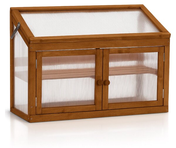 Kinto - Mini Serra 90x70x37 cm per Interno ed Esterno Porta Piante in Legno di Abete e Policarbonato