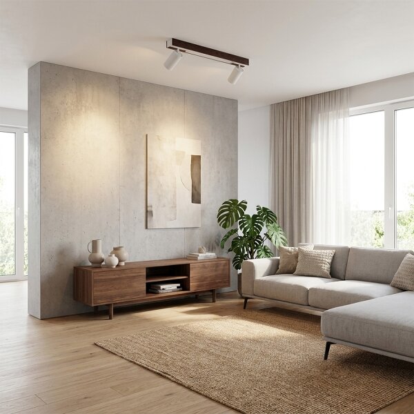 Brilagi - faretto LED SELE 2xGU10/30W/230V + LED/15W bianco/effetto rovere