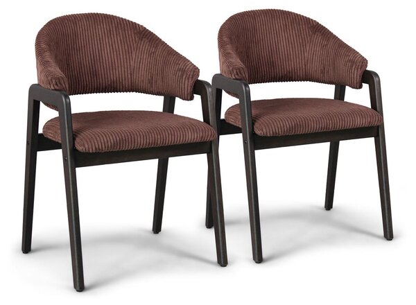 Canberra Corduroy - Coppia di 2 poltroncine in legno massello di Parawood e velluto a coste