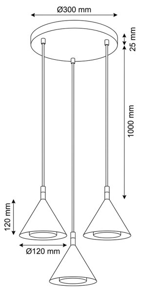 Brilagi - Lampadario su cavo CONE TRIPLE ROUND 3xGX53/15W/230V oro
