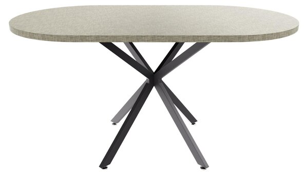 Marui Small - Tavolo da pranzo ovale 150x90 cm in Legno Testurizzato con Piede Centrale in metallo Kiso