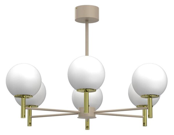 Lampadario su asta AWINION 6xE27/15W/230V beige/oro