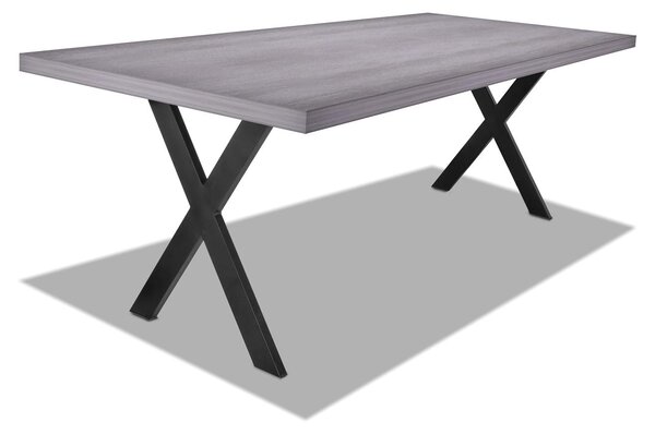 Tavolo da pranzo in legno e metallo con piedi a X neri - 220x100 cm