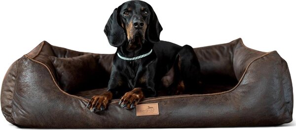 Tierlando® Lettino ortopedico per cani ALBERTO ORTHO Velours Vintage - Dimensioni: 80x60cm | Colore: 01 Brown