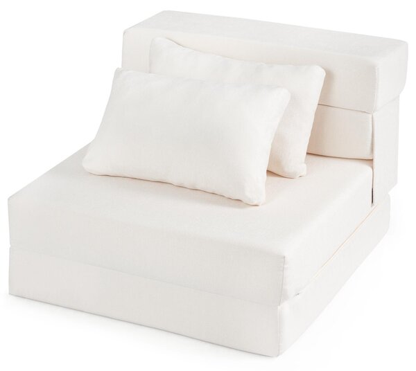 Divano letto KOMFOTTEU, 3 in 1: divano letto pieghevole con funzione letto, poltrona letto con rivestimento lavabile in tessuto di chenille, poltrona da pavimento con 2 cuscini, divano da pavimento per una persona
