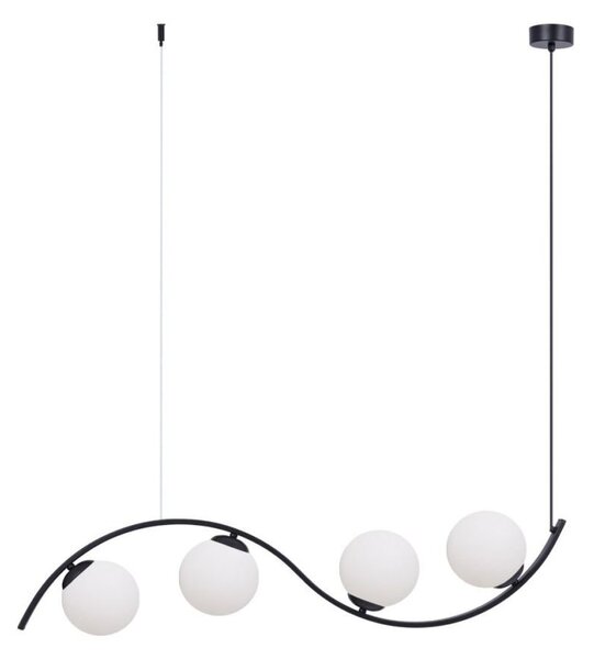 Lampada a sospensione WAVE in vetro bianco e nero, 4xE14x8W, metallo, dimensioni: 105x100x14 cm, IP20, Zuma Line