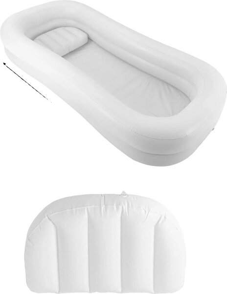 Vasca da bagno gonfiabile, completa di cuscino, pompa d'aria elettrica, colore bianco
