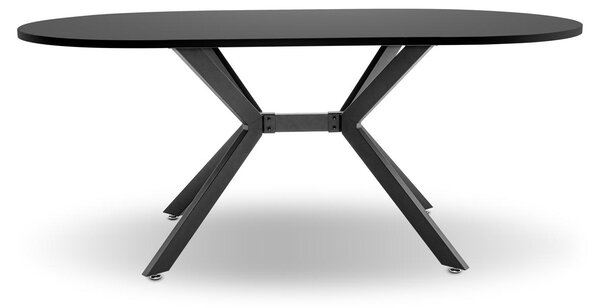 Marui - Tavolo da pranzo ovale in legno e metallo con piede centrale Ashi 180x100 cm - nero opaco