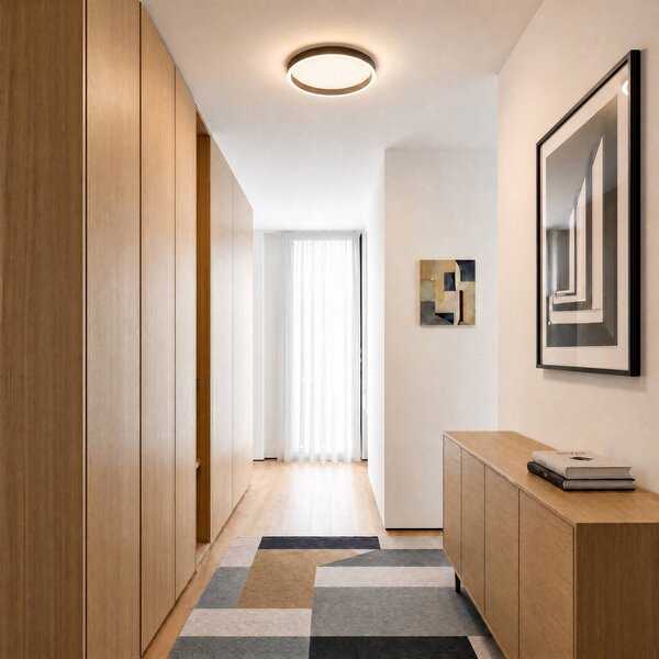 Plafoniera soffitto Rotundo Lucande, dimmerabile, Marrone / Ruggine, Soggiorno / Sala da pranzo, Plastica, Moderno, Plafoniera