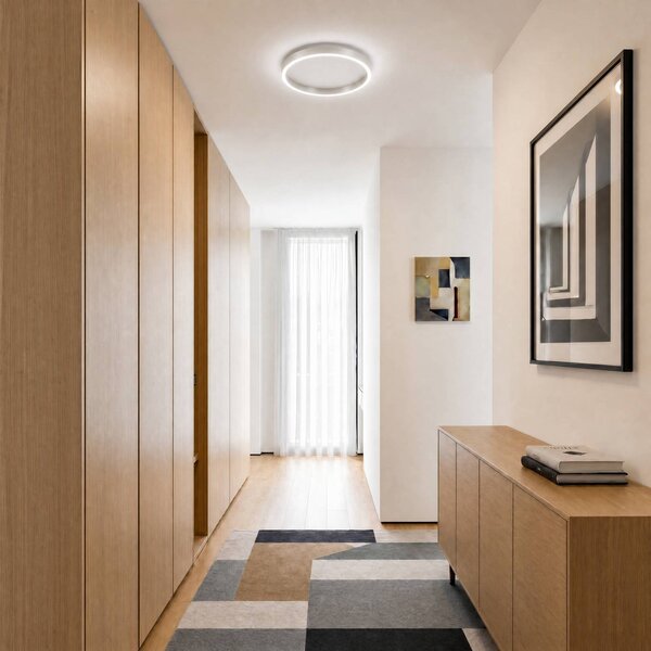 Plafoniera soffitto Rotundo Lucande, dimmerabile, Alluminio / Grigio / Zincato, Soggiorno / Sala da pranzo, Plastica, Moderno, Plafoniera