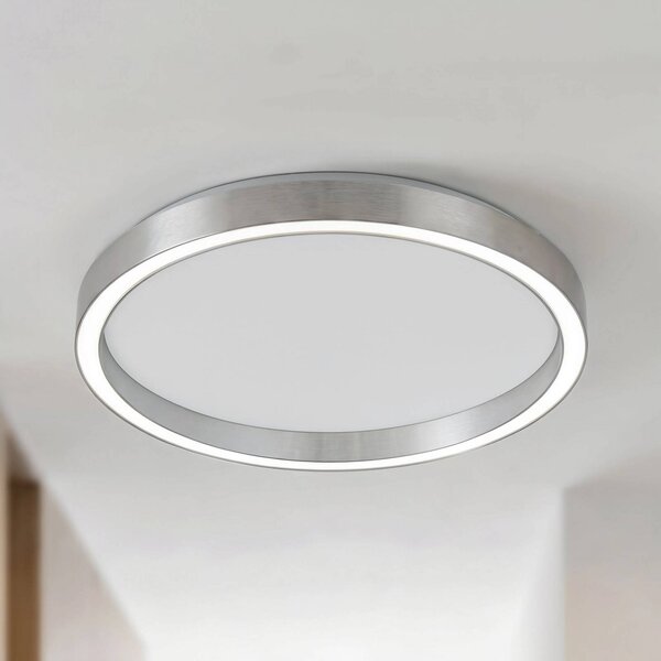 Plafoniera soffitto Rotundo Lucande, dimmerabile, Alluminio / Grigio / Zincato, Soggiorno / Sala da pranzo, Plastica, Moderno, Plafoniera