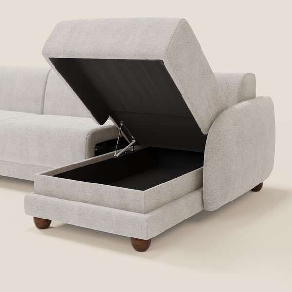 Giglio divano letto angolare con materasso alto 18 cm e penisola conte