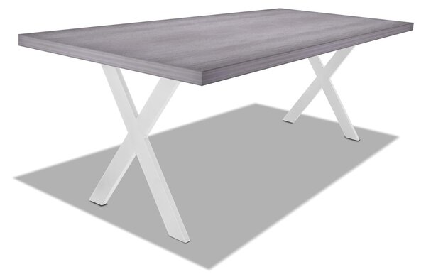 Tavolo da pranzo in legno e metallo con piedi a X bianchi - 220x100 cm