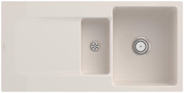 Lavello V&B Siluet 60 R Flat con scarico a scomparsa, funzionamento manuale, crema