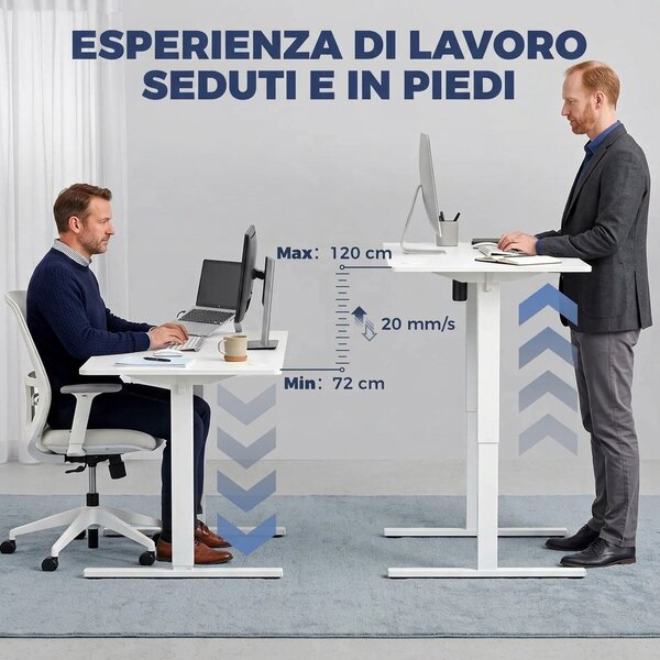 HOMCOM Scrivania Elettrica Regolabile in Altezza, Bianco | Aosom Italy