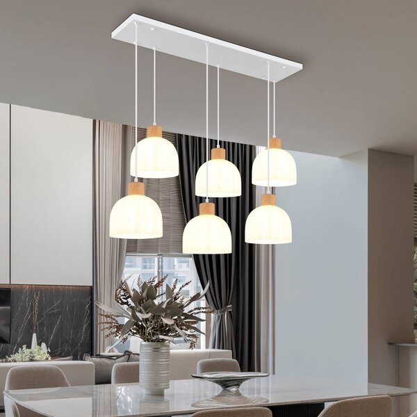 Globo Lampada a sospensione Swanson, dimmerabile, Bianco / Opale, Soggiorno / Sala da pranzo, Vetro, Lampada a sospensione