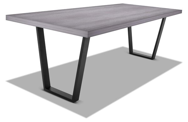 Tavolo da pranzo in legno e metallo con piedi trapezoidali neri - 220x100 cm