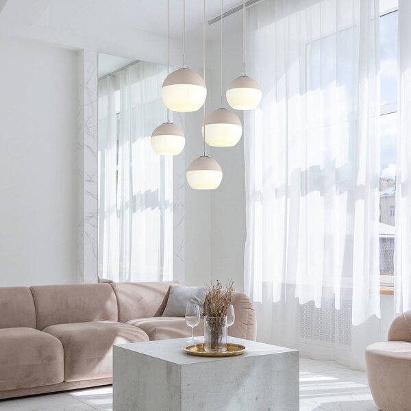 Globo Lampada a sospensione Ragusa, dimmerabile, Bianco / Opale, Soggiorno / Sala da pranzo, Metallo, Lampada a sospensione