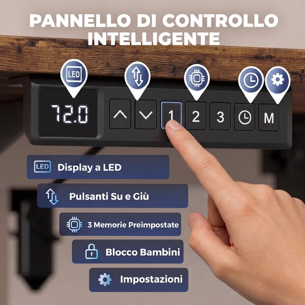 HOMCOM Scrivania Standing Elettrica Regolabile, Marrone Rustico | Aosom Italy