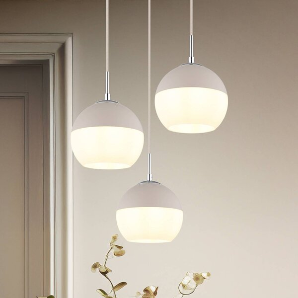Globo Lampada a sospensione Ragusa, dimmerabile, Bianco / Opale, Soggiorno / Sala da pranzo, Metallo, Lampada a sospensione