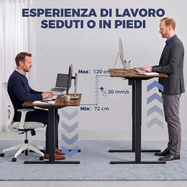 HOMCOM Scrivania Standing Elettrica Regolabile, Marrone Rustico | Aosom Italy