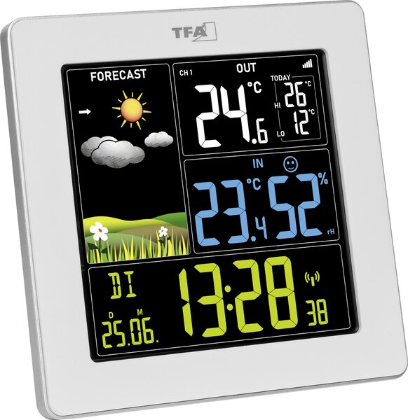Stazione meteo radio TFA Sun 2, con display a colori, bianco