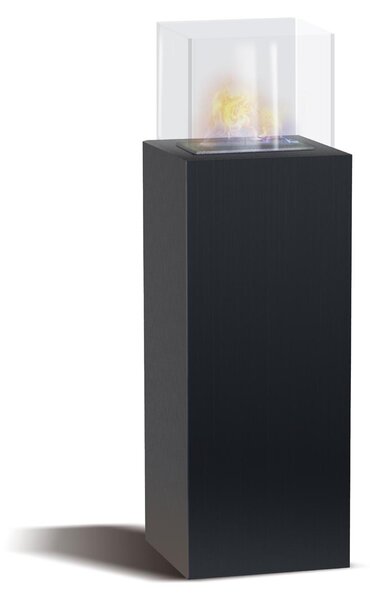 Marcantonio - Camino a bioetanolo da terra freestanding, biocamino da pavimento, dimensioni 40x40xH112 cm nero