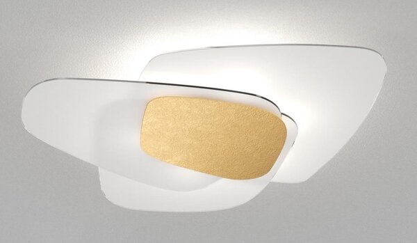STRATEGY LAMPADA DA PARETE O SOFFITTO 63x50 IN VETRO CON DETTAGLIO CENTRALE IN 6 COLORI LAMPADINE ATTACCO E27