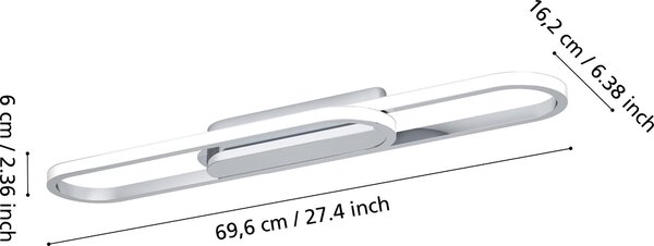 Eglo Plafoniera LED Cornivarena 69 x 17 cm bianco caldo-bianco freddo
