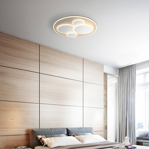 Globo Plafoniera soffitto Monty, Crema / Ambra, Soggiorno / Sala da pranzo, Metallo, Moderno, Plafoniera