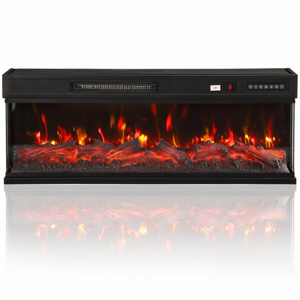 HOMCOM Camino Elettrico da Terra/Incasso a 3 Lati con Telecomando, 750/1500W, Effetto Fiamma 3D 12 Colori, 5 Luminosità | Aosom Italy