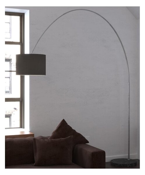 TURNING PIANTANA AD ARCO BASE IN MARMO NERO PARALUME A CILINDRO IN TESSUTO BIANCO O NERO LAMPADINA ATTACCO E27