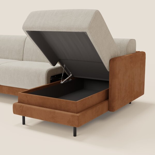 Narciso divano letto angolare con materasso alto 18 cm e penisola cont