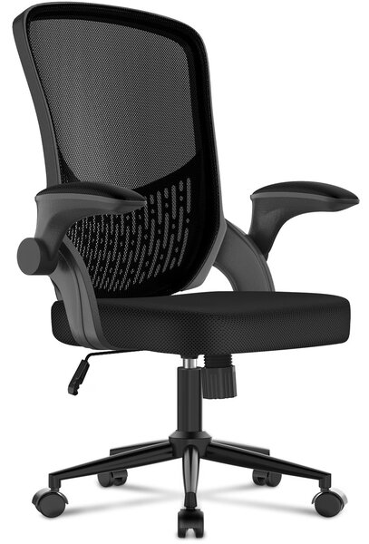 Sedia da ufficio ergonomica realizzata in tessuto a rete traspirante, sedia da ufficio con braccioli pieghevoli fino a 90°, schienale con spazio di stoccaggio integrato