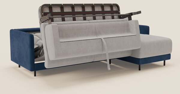 Narciso divano letto angolare con materasso alto 18 cm e penisola cont