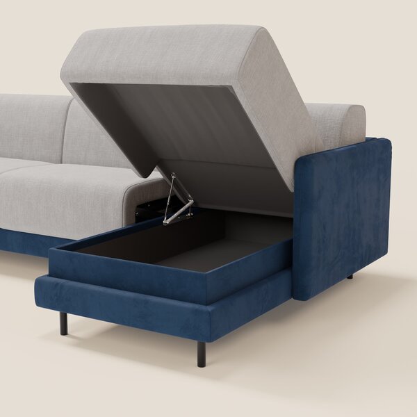 Narciso divano letto angolare con materasso alto 18 cm e penisola cont