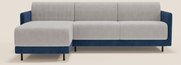 Narciso divano letto angolare con materasso alto 18 cm e penisola cont