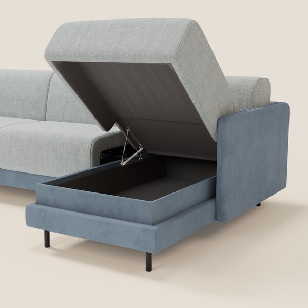 Narciso divano letto angolare con materasso alto 18 cm e penisola cont
