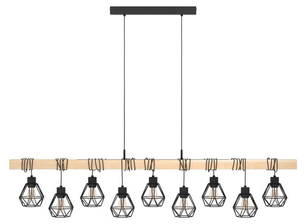 EGLO TOWNSHEND 5, Nero, Marrone, Acciaio, Legno, Universale, IP20, Classe I, Attacco E27