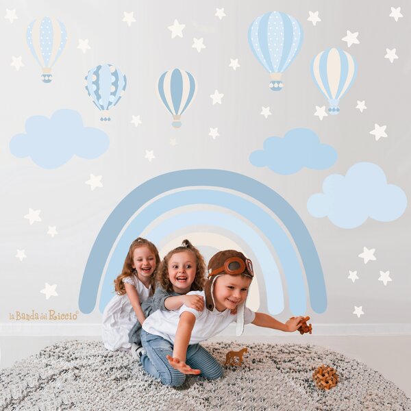 Junior Arcobaleno con stelle toni azzurro - Adesivi Murali per Bambini