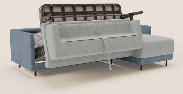 Narciso divano letto angolare con materasso alto 18 cm e penisola cont