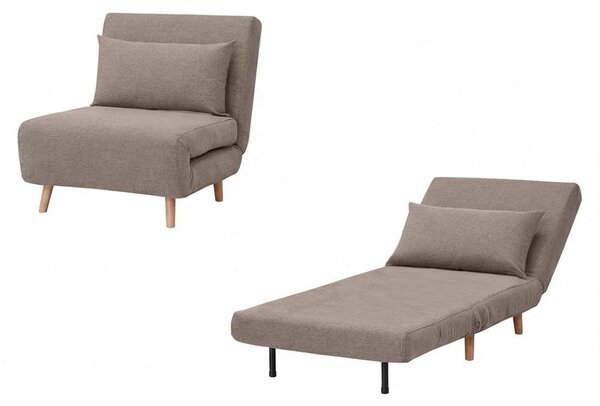 Pouf Letto Singolo Convertibile Pieghevole Ospiti 77x90x81cm / 190x77x42cm.Colore:Tortora