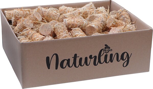 Naturling Accendifuoco in lana di legno cerata, 100 pezzi - Lana accendifuoco biologica naturale per caminetti e barbecue
