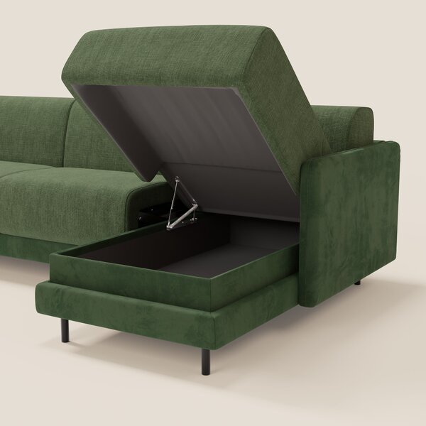 Narciso divano letto angolare con materasso alto 18 cm e penisola cont