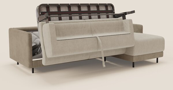 Narciso divano letto angolare con materasso alto 18 cm e penisola cont