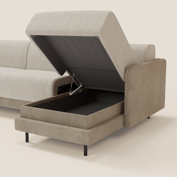 Narciso divano letto angolare con materasso alto 18 cm e penisola cont