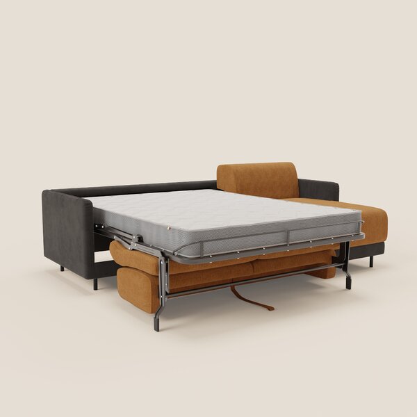 Narciso divano letto angolare con materasso alto 18 cm e penisola cont